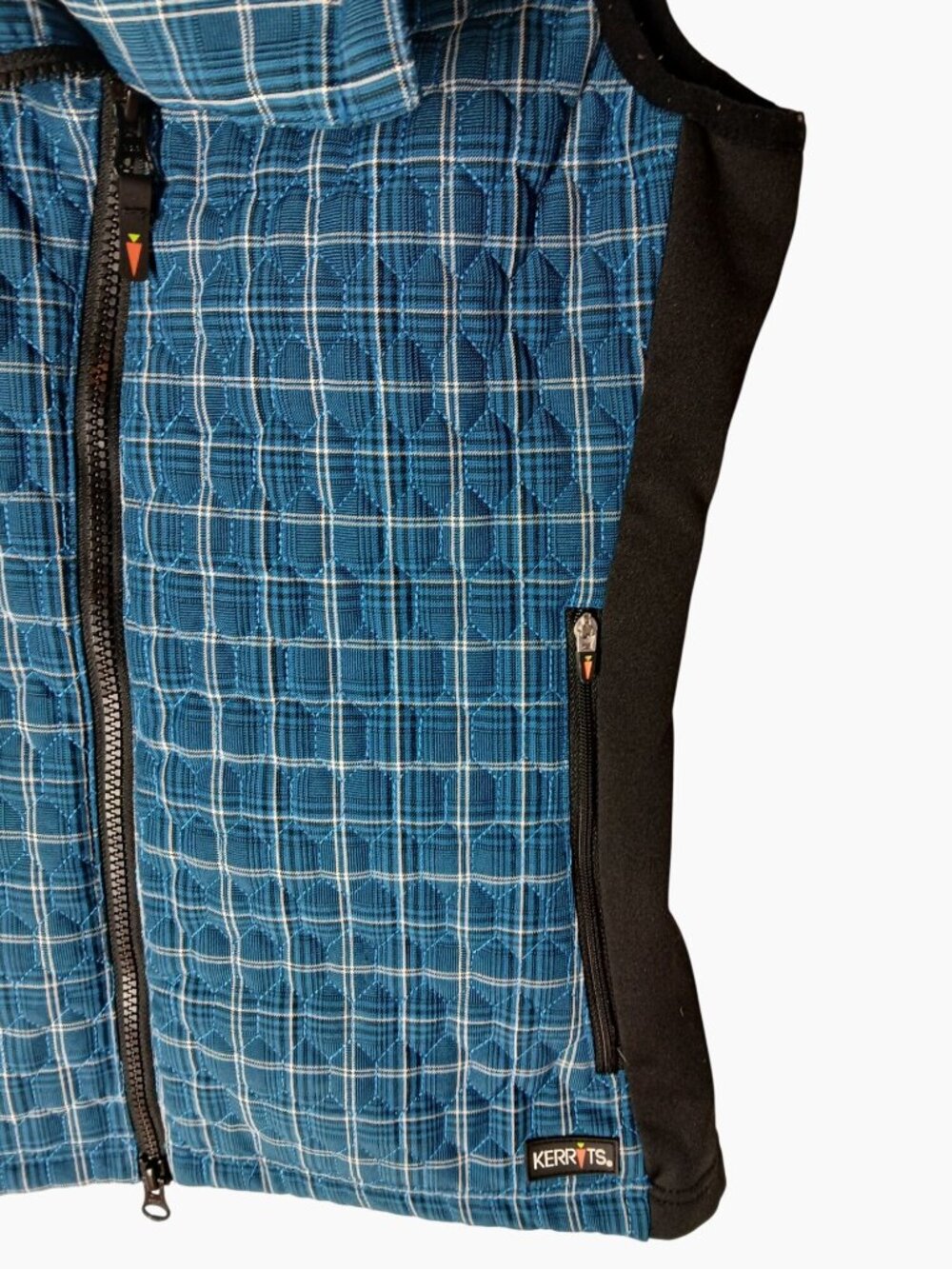 Kerrits Womens Quilted Blue Plaid Riding Vest S Asymmetrical Equestrian Riding - Picture 3 of 16